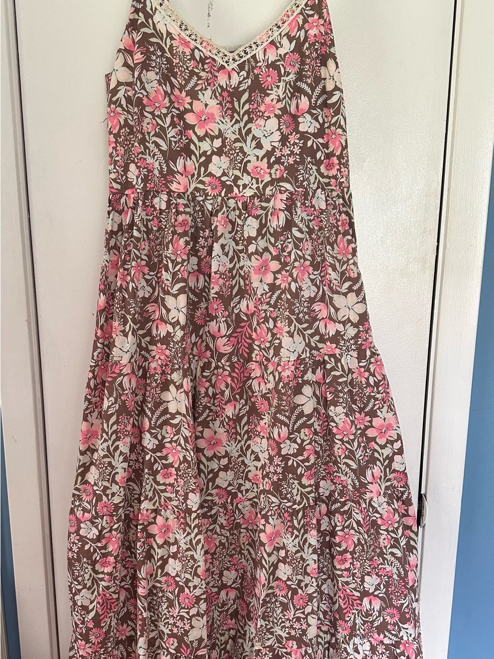 Rachel Zoe Brown Maxi Skirt with Pink Floral Print